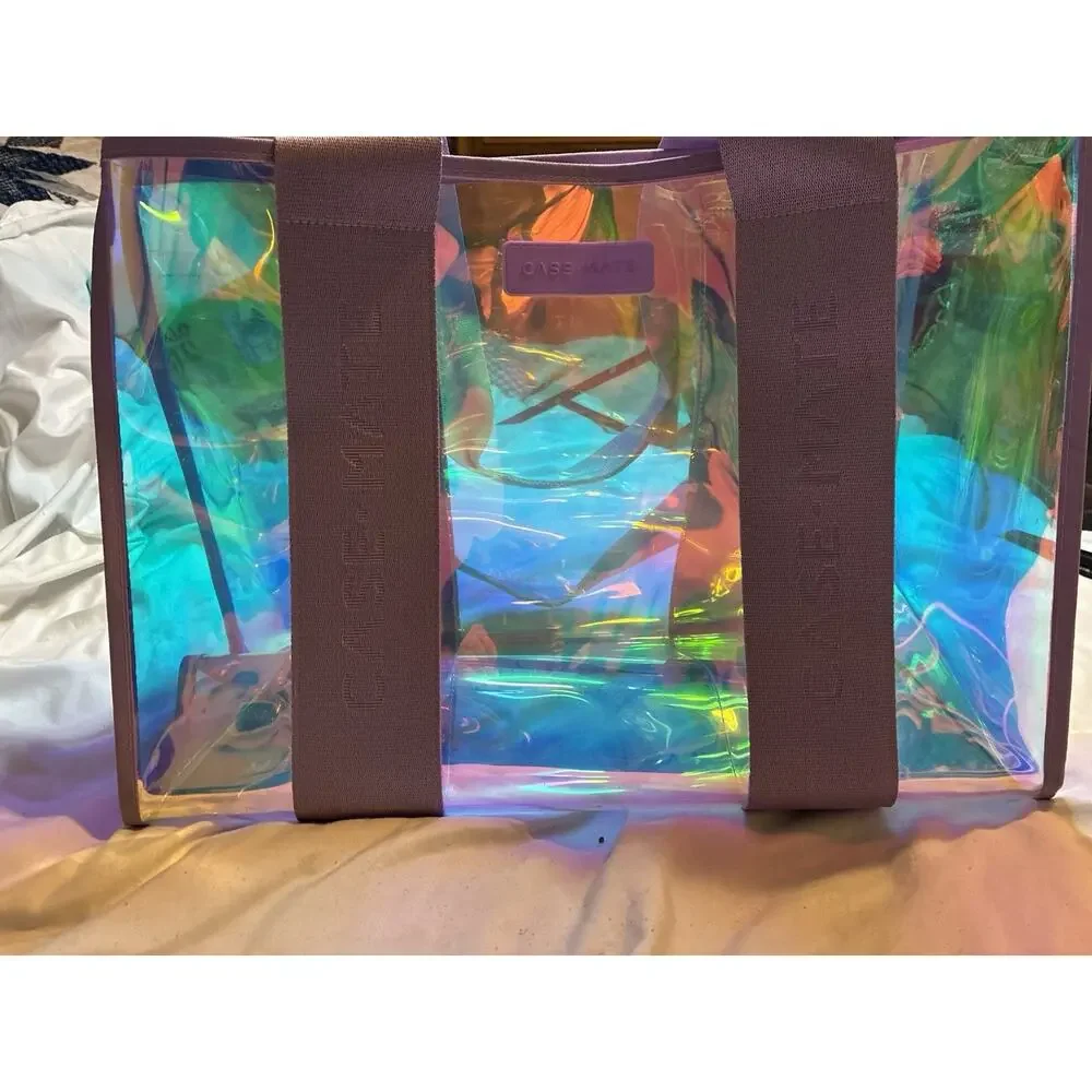 Case-Mate Soap Bubble Iredescent Travel Jelly Tote Beach Bag Purple NEW